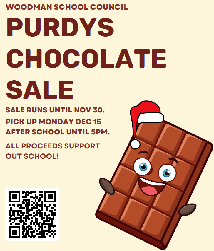 Woodman School Purdys Chocolate Fundraiser Nov 2025